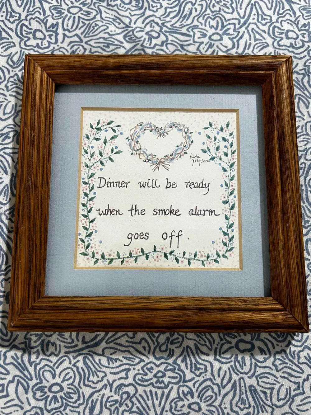 Super Cute Wood Framed Cottagecore Wall Art - 'Dinner Will Be Ready'